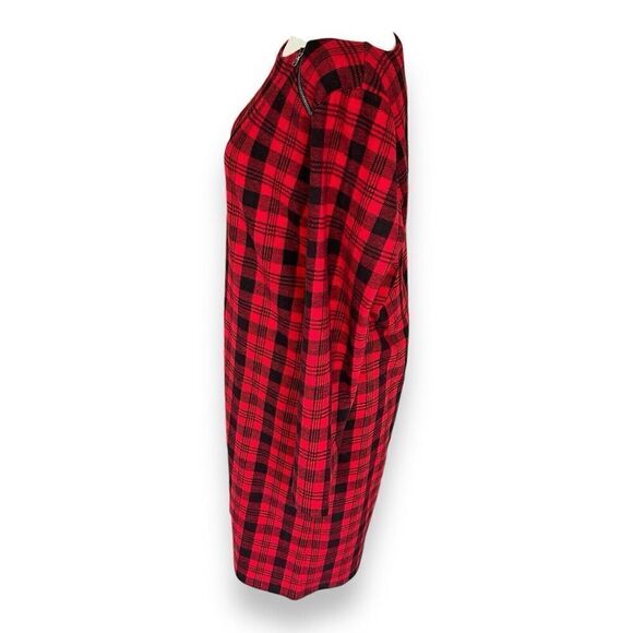 Talbots Tartan Plaid Sheath Dress Red Black Holidays Christmas Size medium - Picture 3 of 13